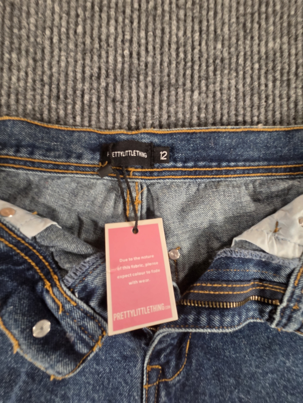 PrettyLittleThing Dark Blue Lace-Up Denim Shorts - Picture 3 of 7